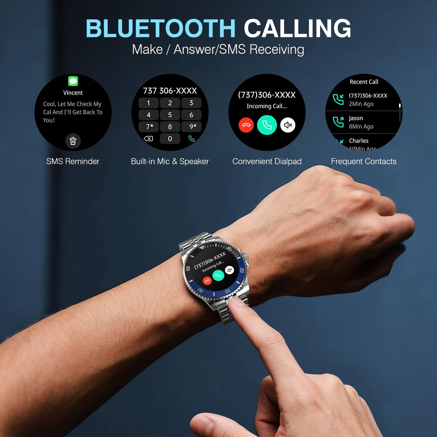2025 DA GPT Smart Watch with Bluetooth Call,1.19-inch AMOLED Display, 24/7 Heart Rate, Blood Oxygen, Blood Pressure, Sleep Monitor, 107 Sports Fitness Tracker, Compatible Android and iOS Silver Gold