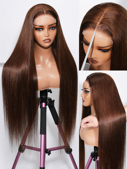30 Inch 5x5 HD Lace Closure Wigs Human Hair 220 Density Wear and Go Glueless Wigs Human Hair Pre Plucked Pre Cut with Baby Hair Bleached Knots 12A Ready to Wear Straight Wigs for Beginners