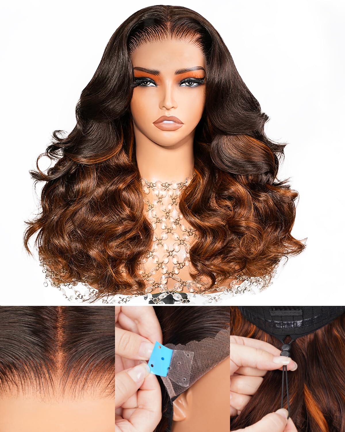 Arabella 13x6 HD Lace Body Wave Glueless Wigs Human Hiar Pre Plucked Pre Cut 210% Density Ear to Ear Full Lace Closure Wear and Go Wig Pre Everything Bleached Knots 20 inches