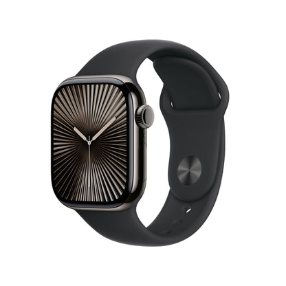 Apple Watch Series 10 [GPS 42mm case] Smartwatch with Jet Black Aluminium Case with Black Sport Band - S/M. Fitness Tracker, ECG App, Always-On Retina Display, Water Resistant