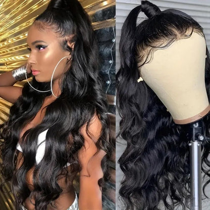 28 Inch 360 Lace Front Wigs Human Hair Drawstring Body Wave Lace Front Wigs Human Hair Pre Plucked 360 HD Full Lace Wig 180 Density Glueless Invisi Strap Frontal Wigs Human Hair for Women
