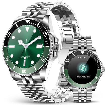 2025 DA GPT Smart Watch for Men with Bluetooth Call, Heart Rate, Blood Pressure, SpO2, Sleep Monitor, 107 Sports Modes, Waterproof Round Watch, 1.19-inch AMOLED Display, Compatible Android and iOS