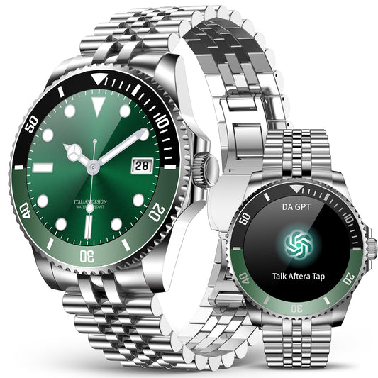 2025 DA GPT Smart Watch for Men with Bluetooth Call, Heart Rate, Blood Pressure, SpO2, Sleep Monitor, 107 Sports Modes, Waterproof Round Watch, 1.19-inch AMOLED Display, Compatible Android and iOS