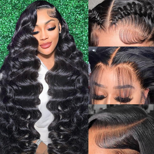 13x6 Body Wave Lace Front Wigs Human Hair Pre Plucked 180 Density HD Transparent Lace Frontal Wigs Human Hair for Women Glueless Wigs Human Hair with Baby Hair 26Inch