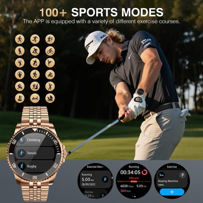 2025 DA GPT Smart Watch with Bluetooth Call,1.19-inch AMOLED Display, 24/7 Heart Rate, Blood Oxygen, Blood Pressure, Sleep Monitor, 107 Sports Fitness Tracker, Compatible Android and iOS Silver Gold