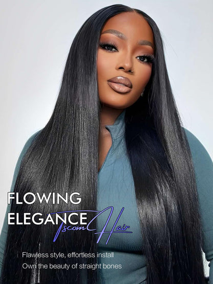 30 Inch 5x5 HD Lace Closure Wigs Human Hair 220 Density Wear and Go Glueless Wigs Human Hair Pre Plucked Pre Cut with Baby Hair Bleached Knots 12A Ready to Wear Straight Wigs for Beginners