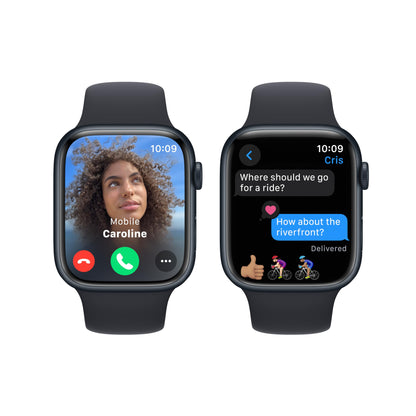 Apple Watch Series 9 [GPS 45mm] Midnight Aluminum Case with Midnight Sport Band, S/M (Renewed)