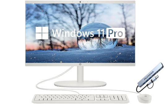 HP 21.5" FHD All-in-One Desktop Computer, 32GB RAM 1.5TB Storage (1TB SSD+512GB Docking Station Set), Dual-Core Intel Celeron, Windows 11 Pro with Microsoft Office Home & Business Included, Snow White