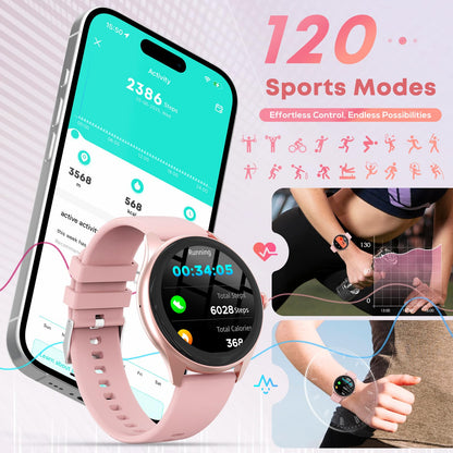 Smart Watches for Women Men, 1.39" HD IPS Touchscreen Smartwatch with 120 Sports Modes, Heart Rate/Sleep Monitor, IP67 Waterproof, Bluetooth Call & Music Control for iPhone/Android (Black)