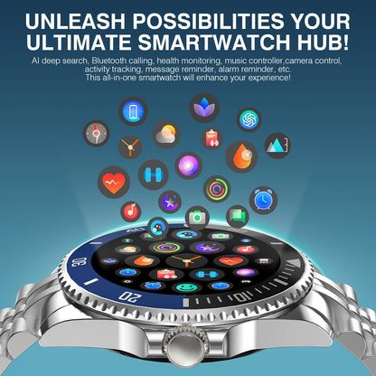 2025 DA GPT Smart Watch with Bluetooth Call,1.19-inch AMOLED Display, 24/7 Heart Rate, Blood Oxygen, Blood Pressure, Sleep Monitor, 107 Sports Fitness Tracker, Compatible Android and iOS Silver Gold