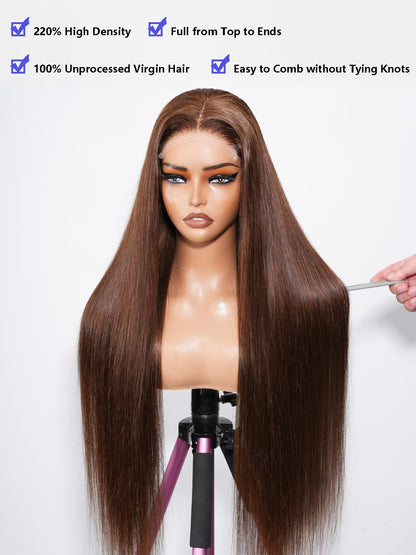 30 Inch 5x5 HD Lace Closure Wigs Human Hair 220 Density Wear and Go Glueless Wigs Human Hair Pre Plucked Pre Cut with Baby Hair Bleached Knots 12A Ready to Wear Straight Wigs for Beginners