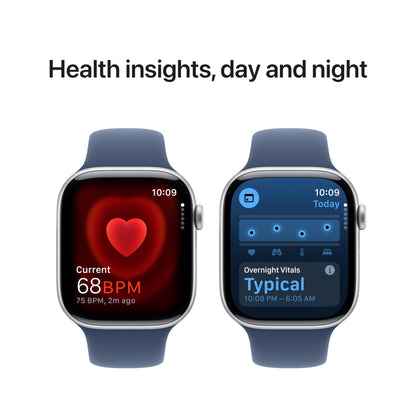 Apple Watch Series 10 [GPS 42mm case] Smartwatch with Jet Black Aluminium Case with Black Sport Band - S/M. Fitness Tracker, ECG App, Always-On Retina Display, Water Resistant