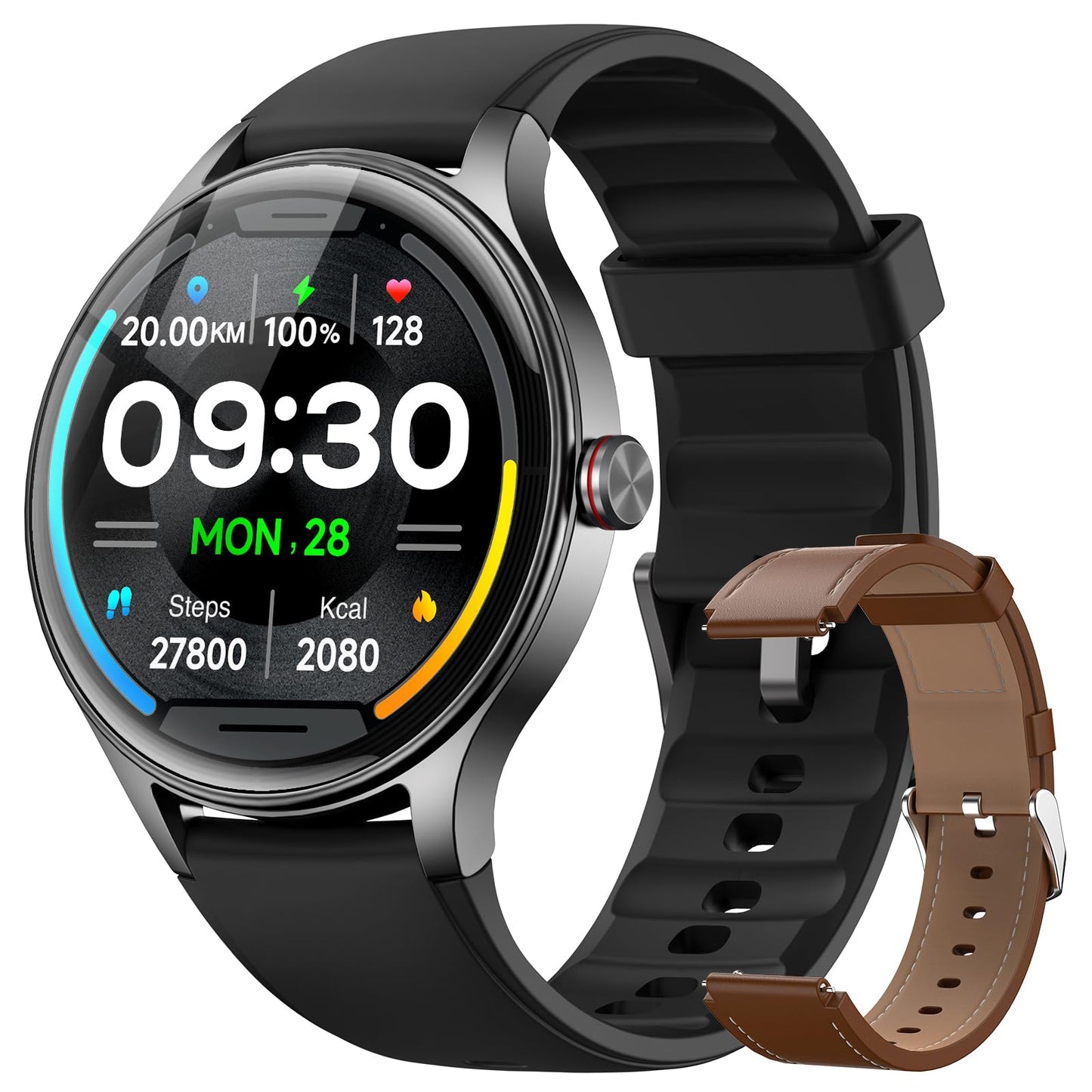 Fitpolo Smart Watches for Women (2 Bands), 40mm Stylish Round Smartwatch, IP68 Waterproof Fitness Tracker with Bluetooth Calls (Make/Answer), Heart Rate/SpO2/Sleep Monitor, 7 Days Battery - Pink