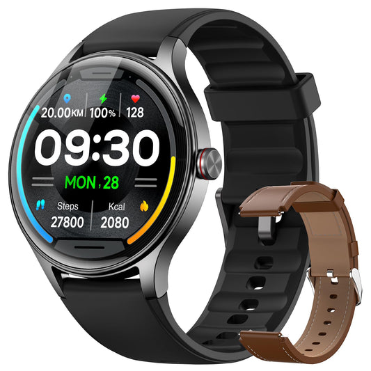 Fitpolo Smart Watches for Women (2 Bands), 40mm Stylish Round Smartwatch, IP68 Waterproof Fitness Tracker with Bluetooth Calls (Make/Answer), Heart Rate/SpO2/Sleep Monitor, 7 Days Battery - Pink