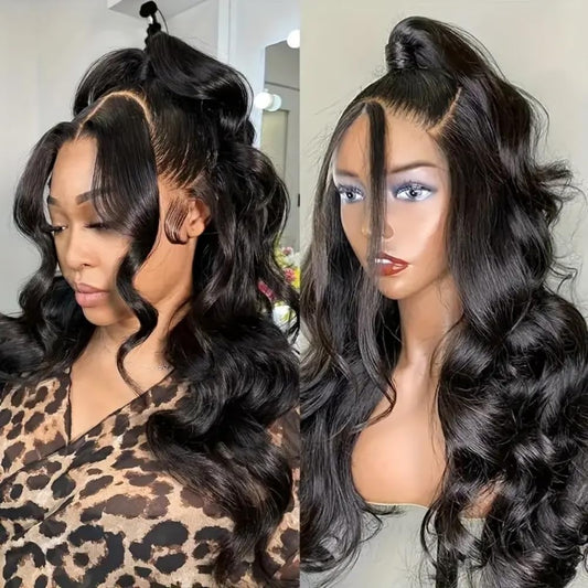 28 Inch 360 Lace Front Wigs Human Hair Drawstring Body Wave Lace Front Wigs Human Hair Pre Plucked 360 HD Full Lace Wig 180 Density Glueless Invisi Strap Frontal Wigs Human Hair for Women