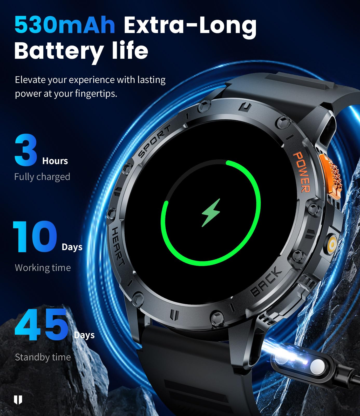 Smart Watch for Men for Android/iOS(3 Bands),1.43’’ AMOLED Display Sport Watch with 123 Sport Modes/FlashLight,5ATM Waterproof Fitness Tracker with Blood Pressure/Heart Rate/Sleep Monitor,Metal