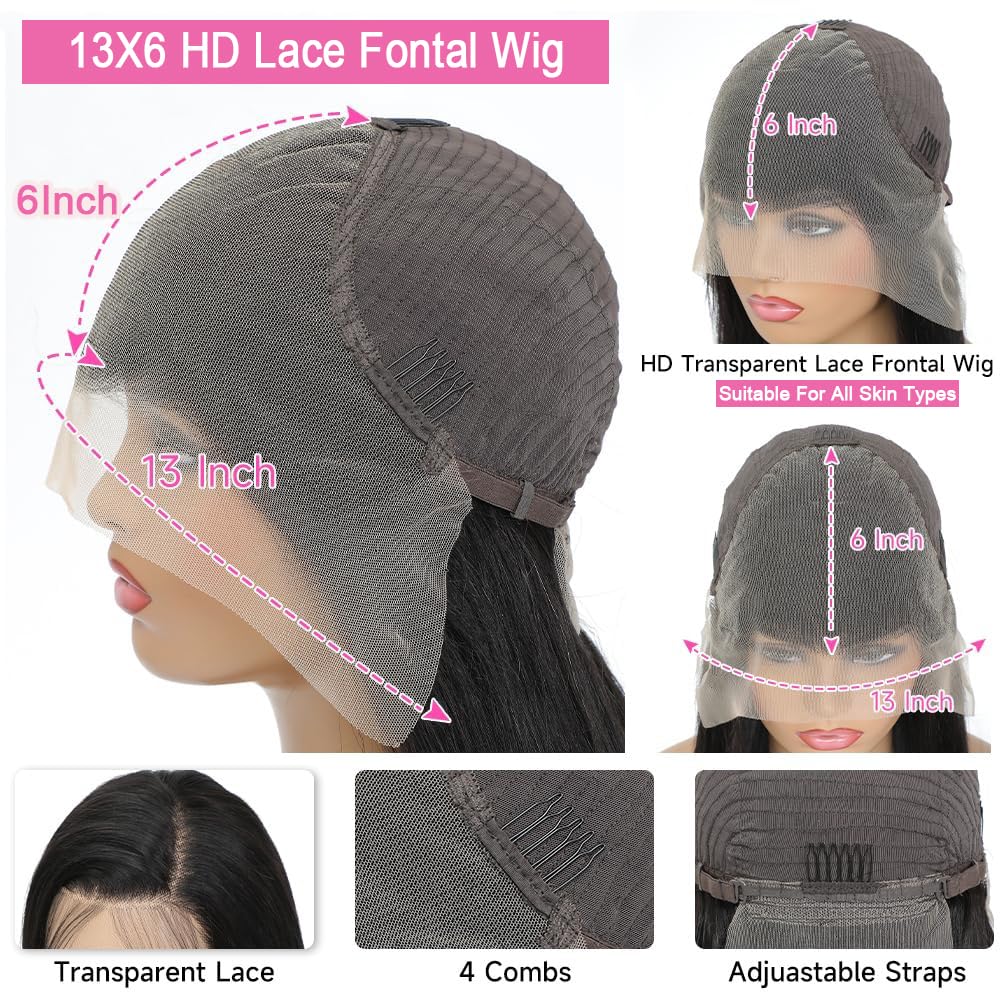 13x6 Body Wave Lace Front Wigs Human Hair Pre Plucked 180 Density HD Transparent Lace Frontal Wigs Human Hair for Women Glueless Wigs Human Hair with Baby Hair 26Inch