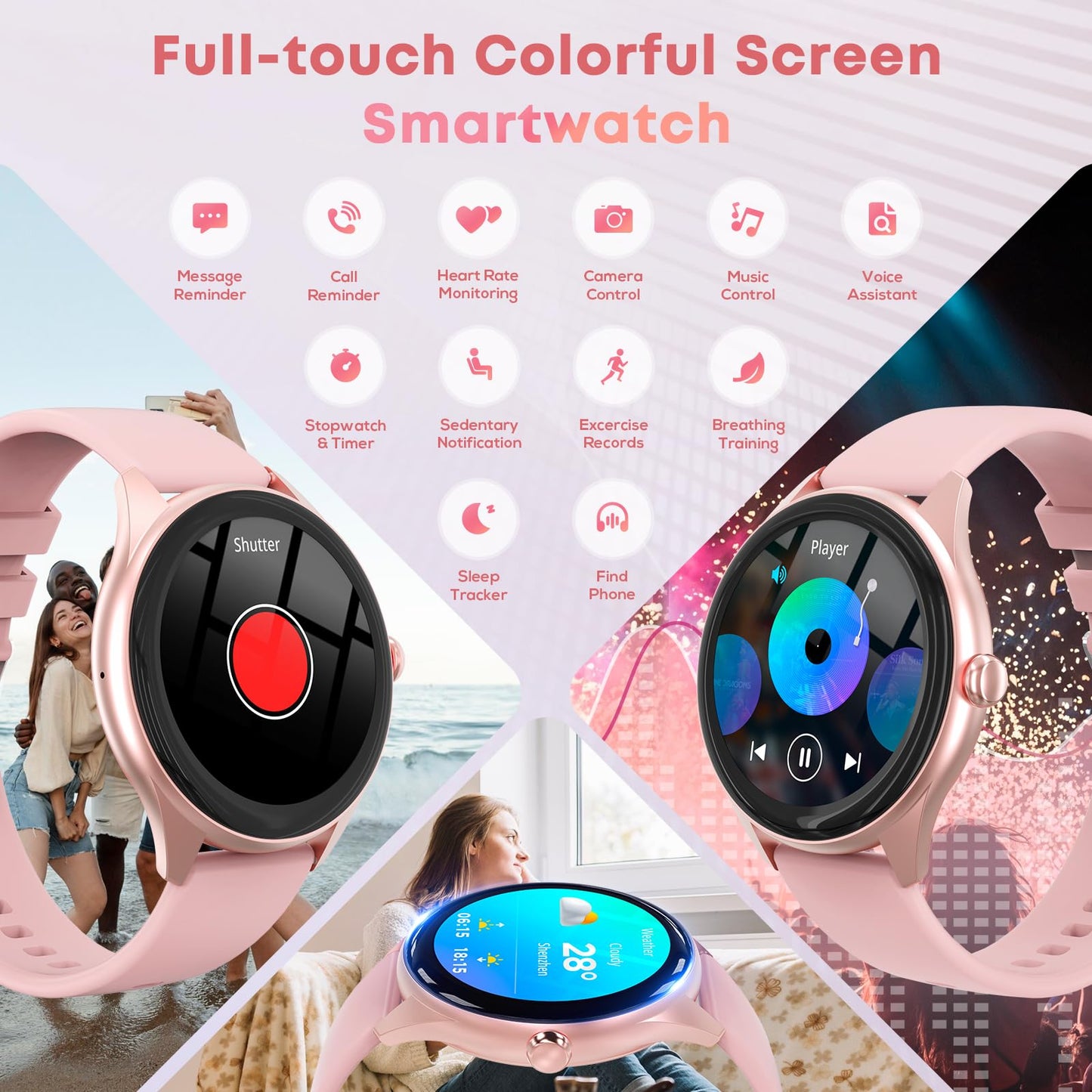Smart Watches for Women Men, 1.39" HD IPS Touchscreen Smartwatch with 120 Sports Modes, Heart Rate/Sleep Monitor, IP67 Waterproof, Bluetooth Call & Music Control for iPhone/Android (Black)