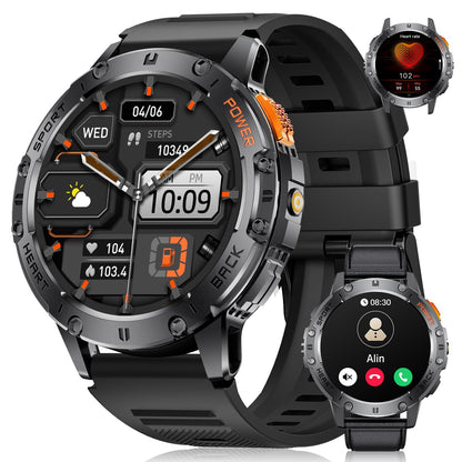 Smart Watch for Men for Android/iOS(3 Bands),1.43’’ AMOLED Display Sport Watch with 123 Sport Modes/FlashLight,5ATM Waterproof Fitness Tracker with Blood Pressure/Heart Rate/Sleep Monitor,Metal