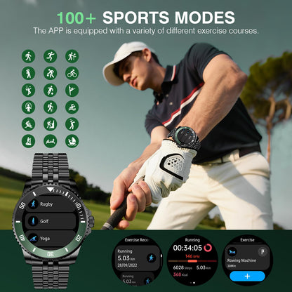 2025 DA GPT Smart Watch with Bluetooth Call,1.19-inch AMOLED Display, 24/7 Heart Rate, Blood Oxygen, Blood Pressure, Sleep Monitor, 107 Sports Fitness Tracker, Compatible Android and iOS Silver Gold