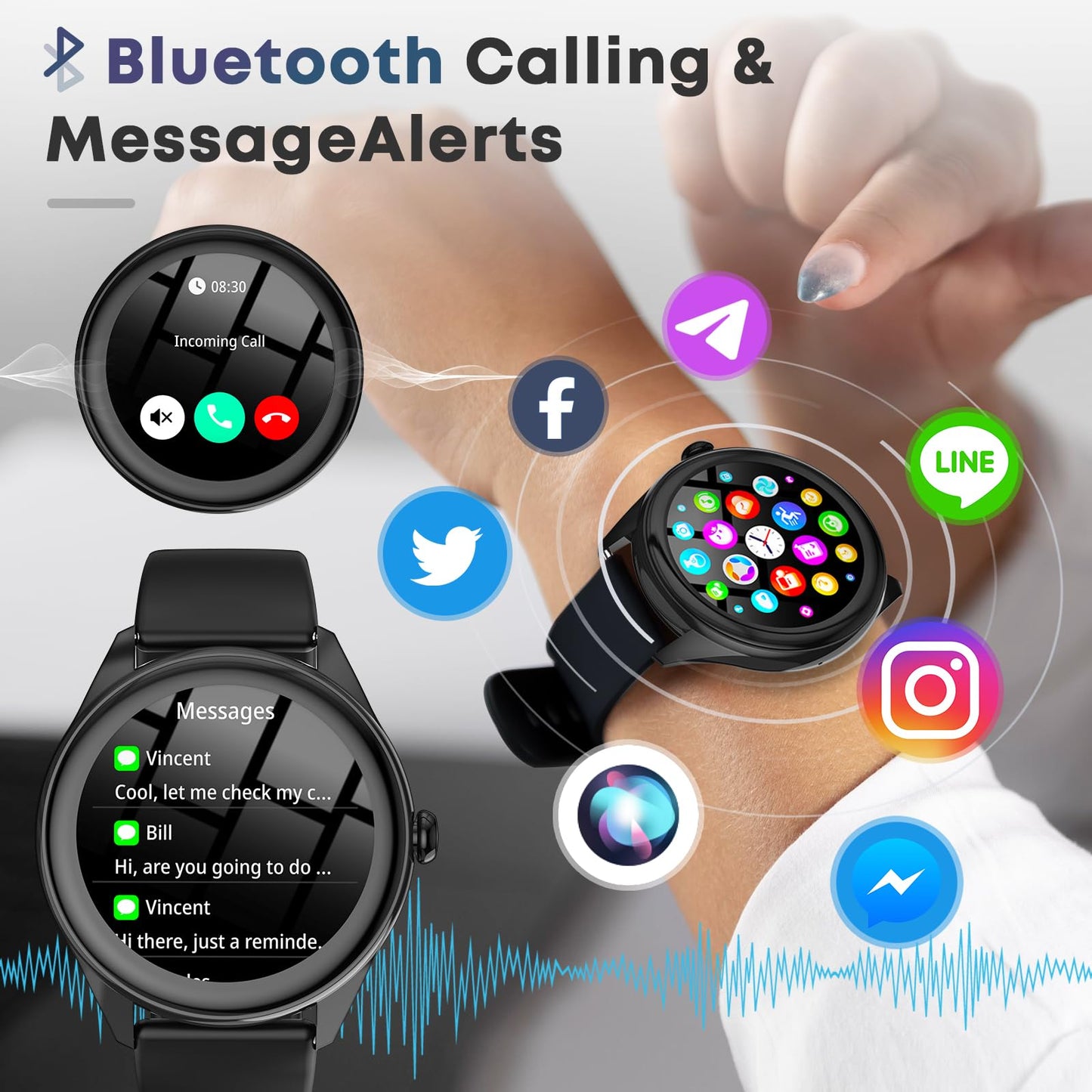 Smart Watches for Women Men, 1.39" HD IPS Touchscreen Smartwatch with 120 Sports Modes, Heart Rate/Sleep Monitor, IP67 Waterproof, Bluetooth Call & Music Control for iPhone/Android (Black)