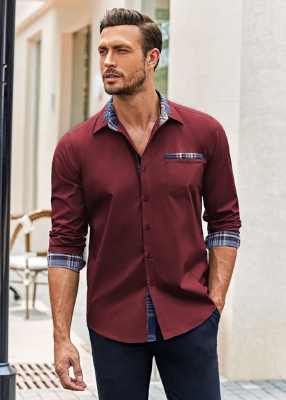 COOFANDY Men's Long Sleeve Dress Shirt Plaid Collar Casual Button Down Shirts