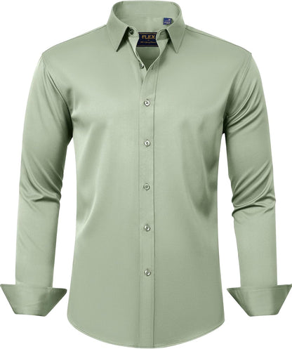 J.VER Men's Dress Shirts Solid Long Sleeve Stretch Wrinkle-Free Formal Shirt Business Casual Button Down Shirts