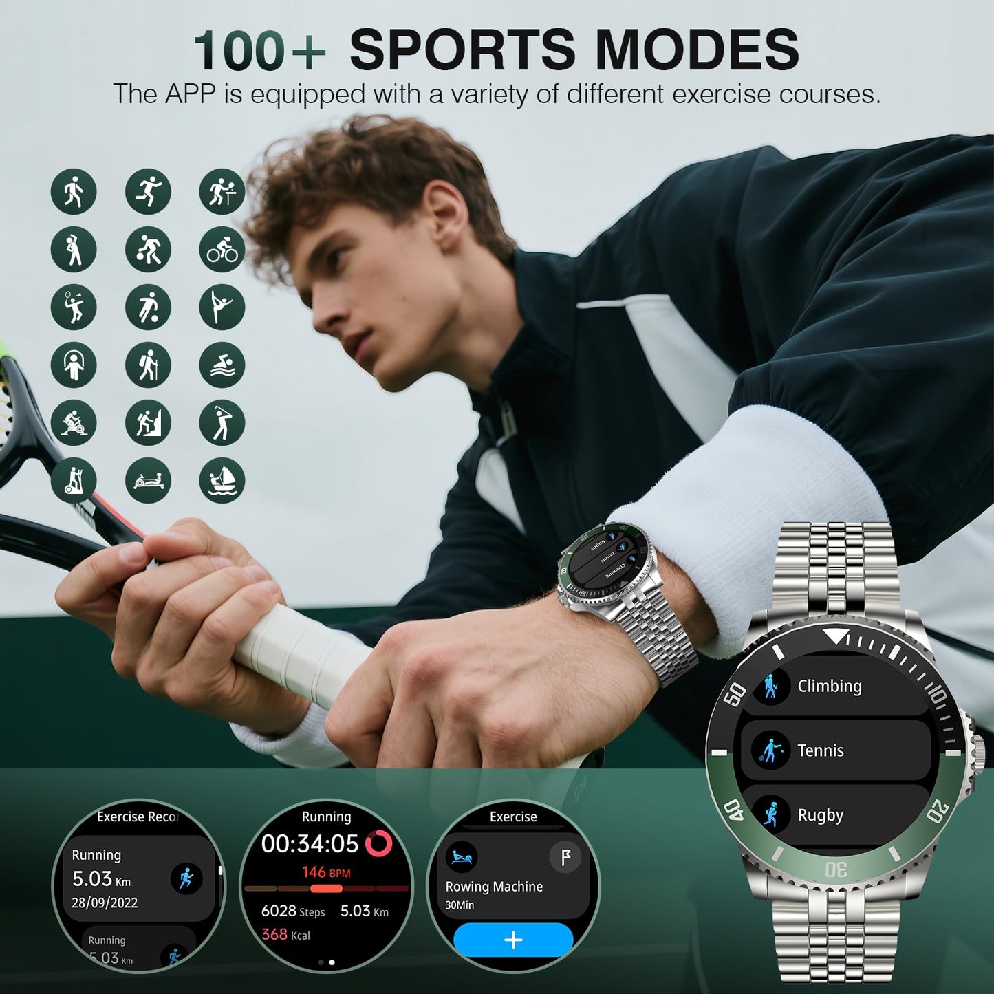 2025 DA GPT Smart Watch with Bluetooth Call,1.19-inch AMOLED Display, 24/7 Heart Rate, Blood Oxygen, Blood Pressure, Sleep Monitor, 107 Sports Fitness Tracker, Compatible Android and iOS Silver Gold