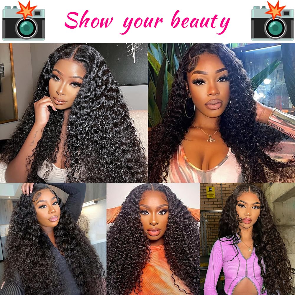 30 Inch Deep Wave Lace Front Wig – 13x6 HD Transparent, 200% Density Human Hair, Pre-Plucked Glueless Water Wave Wig