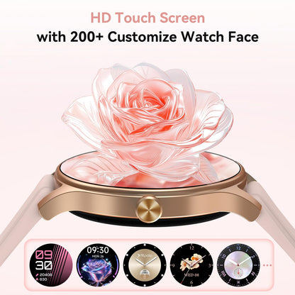 Fitpolo Smart Watches for Women (2 Bands), 40mm Stylish Round Smartwatch, IP68 Waterproof Fitness Tracker with Bluetooth Calls (Make/Answer), Heart Rate/SpO2/Sleep Monitor, 7 Days Battery - Pink