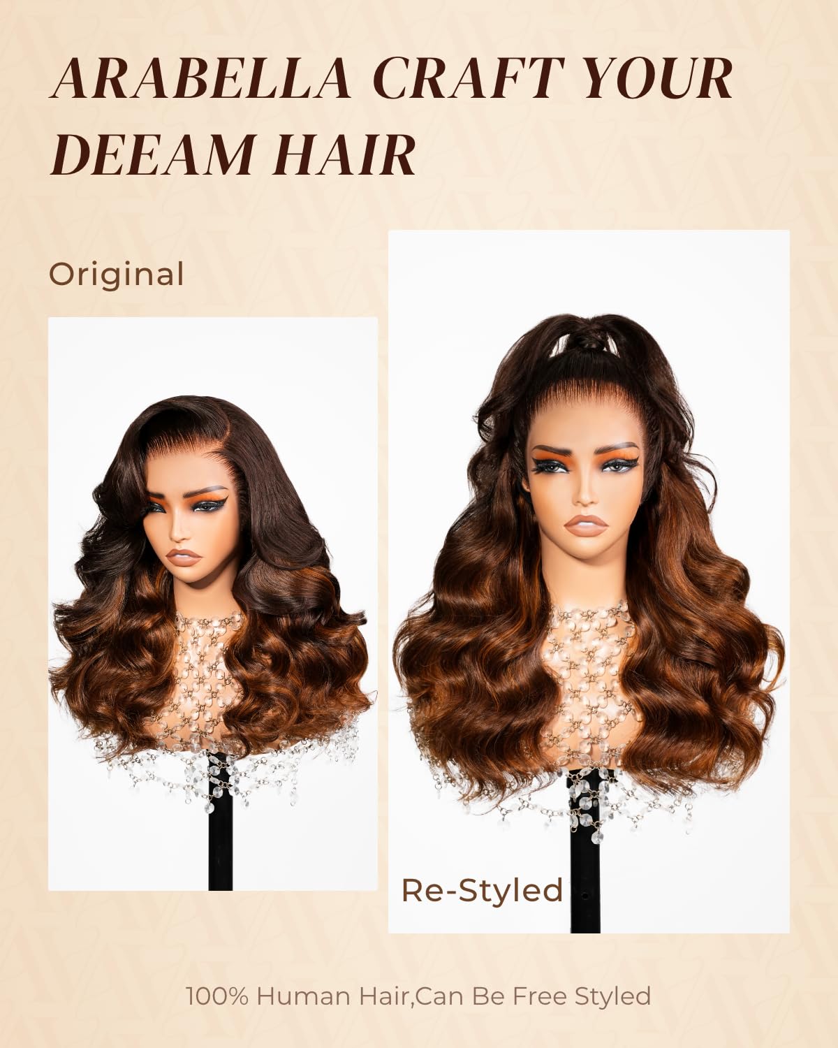 Arabella 13x6 HD Lace Body Wave Glueless Wigs Human Hiar Pre Plucked Pre Cut 210% Density Ear to Ear Full Lace Closure Wear and Go Wig Pre Everything Bleached Knots 20 inches