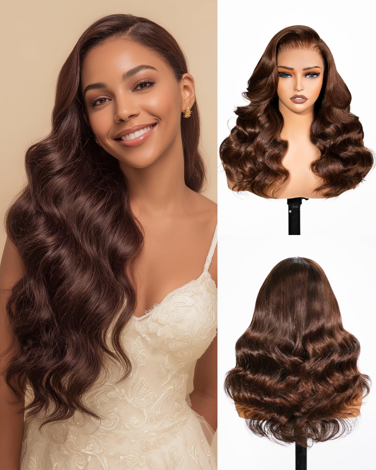 Arabella 13x6 HD Lace Body Wave Glueless Wigs Human Hiar Pre Plucked Pre Cut 210% Density Ear to Ear Full Lace Closure Wear and Go Wig Pre Everything Bleached Knots 20 inches