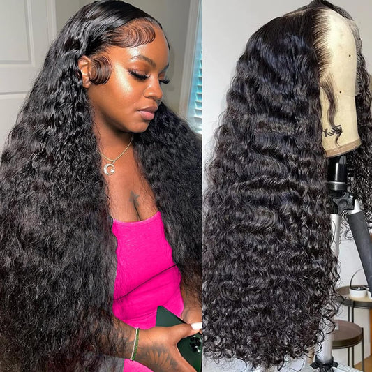 30 Inch Deep Wave Lace Front Wig – 13x6 HD Transparent, 200% Density Human Hair, Pre-Plucked Glueless Water Wave Wig