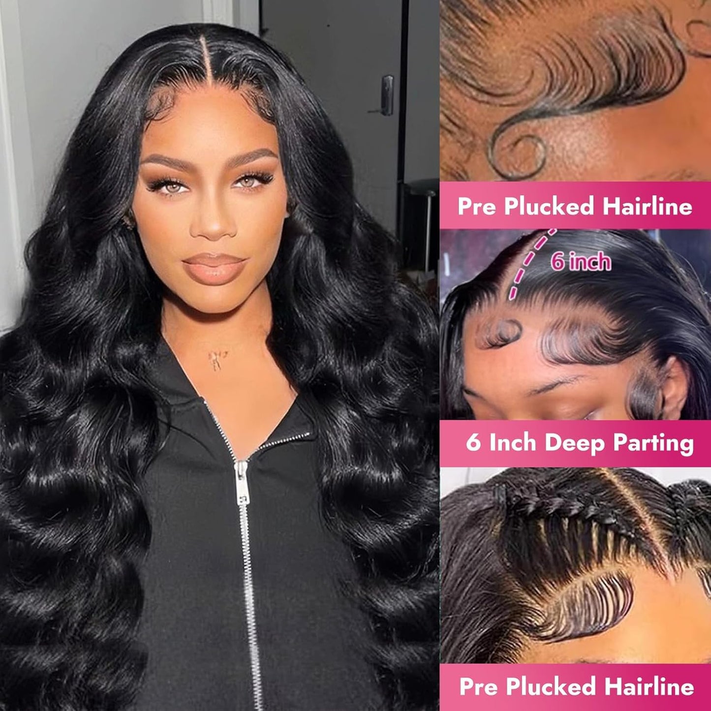 13x6 Body Wave Lace Front Wigs Human Hair Pre Plucked 180 Density HD Transparent Lace Frontal Wigs Human Hair for Women Glueless Wigs Human Hair with Baby Hair 26Inch