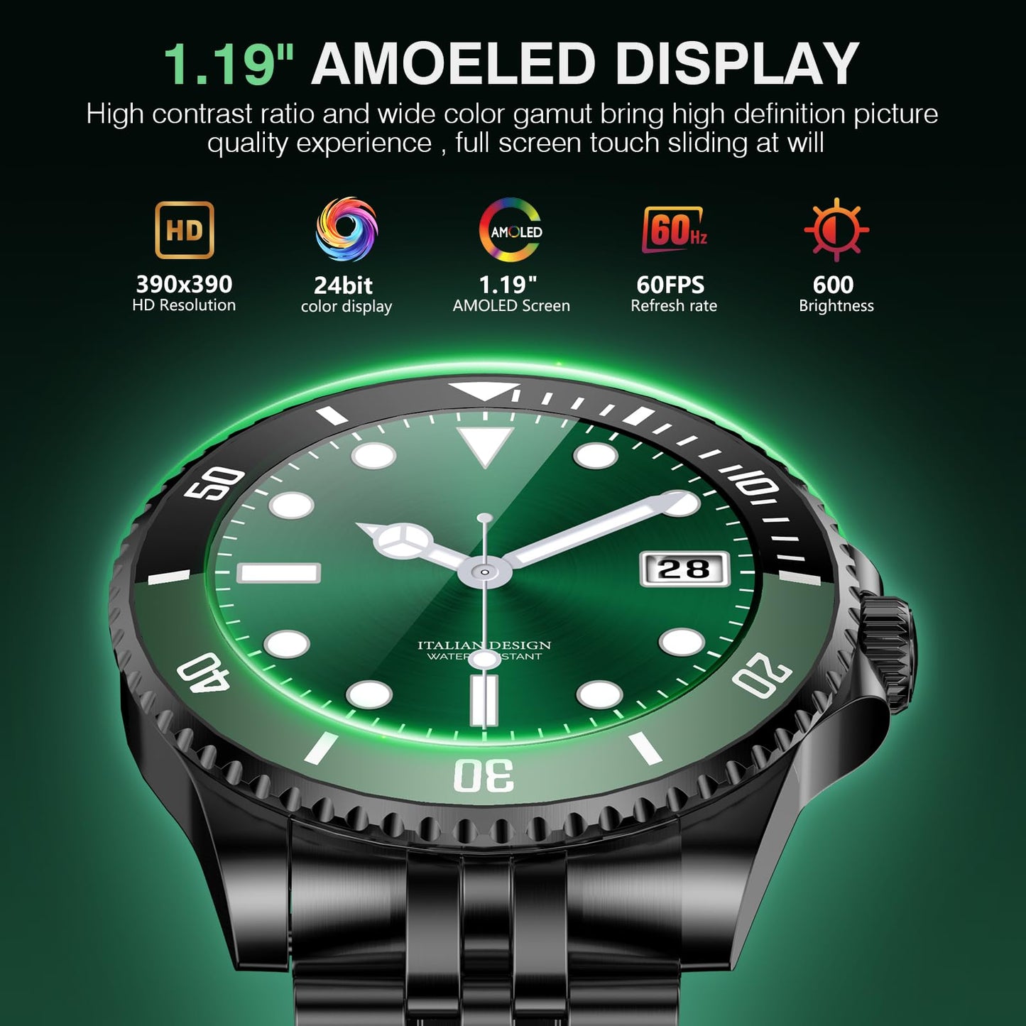 2025 DA GPT Smart Watch with Bluetooth Call,1.19-inch AMOLED Display, 24/7 Heart Rate, Blood Oxygen, Blood Pressure, Sleep Monitor, 107 Sports Fitness Tracker, Compatible Android and iOS Silver Gold