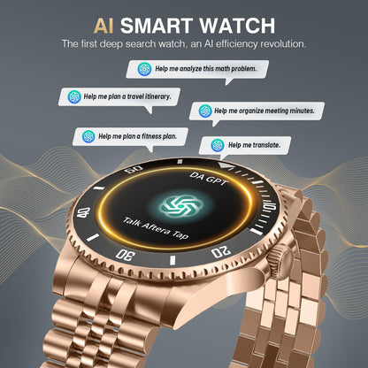 2025 DA GPT Smart Watch with Bluetooth Call,1.19-inch AMOLED Display, 24/7 Heart Rate, Blood Oxygen, Blood Pressure, Sleep Monitor, 107 Sports Fitness Tracker, Compatible Android and iOS Silver Gold