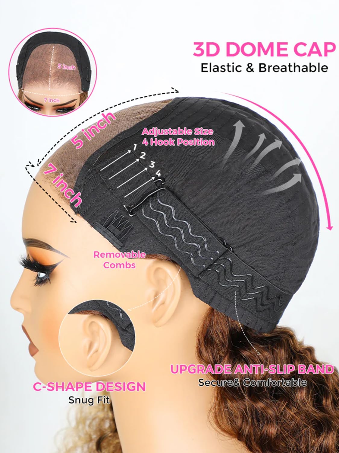 BGM GIRL 9x6 M Cap Glueless Kinky Straight Wig Human Hair Pre Bleached Knots Pre Cut HD Lace 180% Density Natural Black Wear Go Wig for Women Pre Plucked Invisible Lace 18 Inch