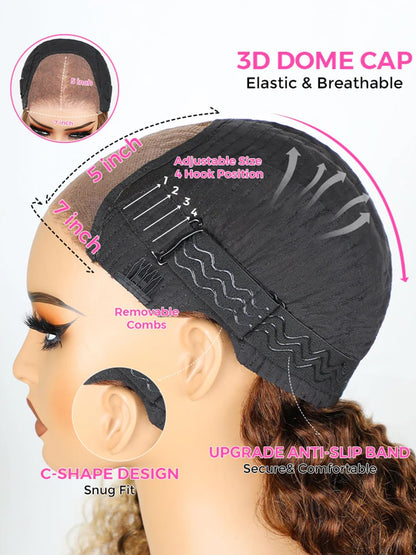 BGM GIRL 9x6 M Cap Glueless Kinky Straight Wig Human Hair Pre Bleached Knots Pre Cut HD Lace 180% Density Natural Black Wear Go Wig for Women Pre Plucked Invisible Lace 18 Inch