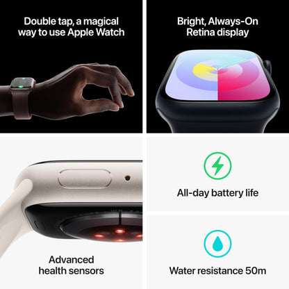 Apple Watch Series 9 [GPS 45mm] Midnight Aluminum Case with Midnight Sport Band, S/M (Renewed)