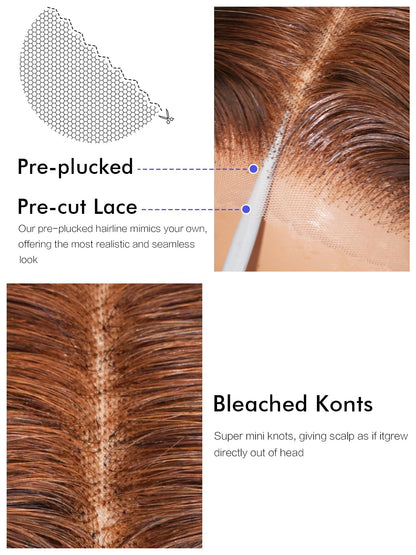 30 Inch 5x5 HD Lace Closure Wigs Human Hair 220 Density Wear and Go Glueless Wigs Human Hair Pre Plucked Pre Cut with Baby Hair Bleached Knots 12A Ready to Wear Straight Wigs for Beginners