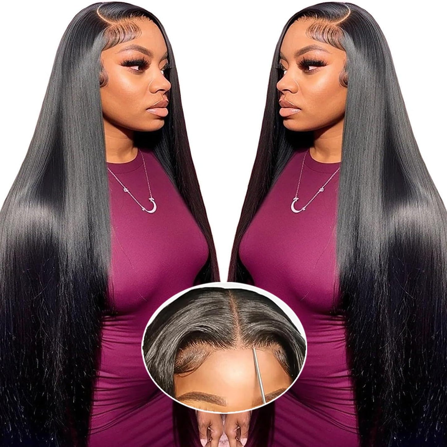30 Inch 5x5 HD Lace Closure Wigs Human Hair 220 Density Wear and Go Glueless Wigs Human Hair Pre Plucked Pre Cut with Baby Hair Bleached Knots 12A Ready to Wear Straight Wigs for Beginners