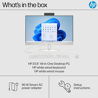 HP 24 inch All-in-One Desktop PC, FHD Display, AMD Ryzen 5 7520U, 8 GB RAM, 256 GB SSD, AMD Radeon Graphics, Windows 11 Home, 24-cr0002 (2024)