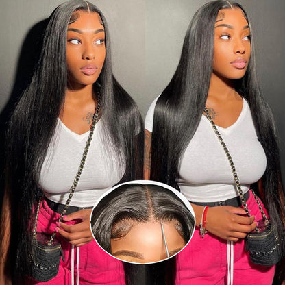30 Inch 5x5 HD Lace Closure Wigs Human Hair 220 Density Wear and Go Glueless Wigs Human Hair Pre Plucked Pre Cut with Baby Hair Bleached Knots 12A Ready to Wear Straight Wigs for Beginners