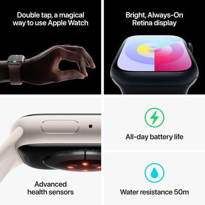 Apple Watch Series 9 [GPS 45mm] Midnight Aluminum Case with Midnight Sport Band, S/M (Renewed)