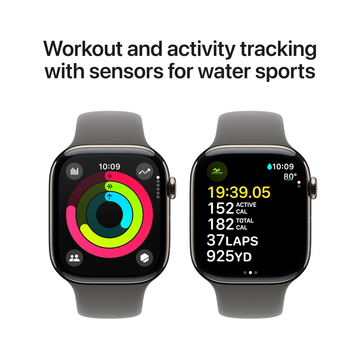 Apple Watch Series 10 [GPS 42mm case] Smartwatch with Jet Black Aluminium Case with Black Sport Band - S/M. Fitness Tracker, ECG App, Always-On Retina Display, Water Resistant