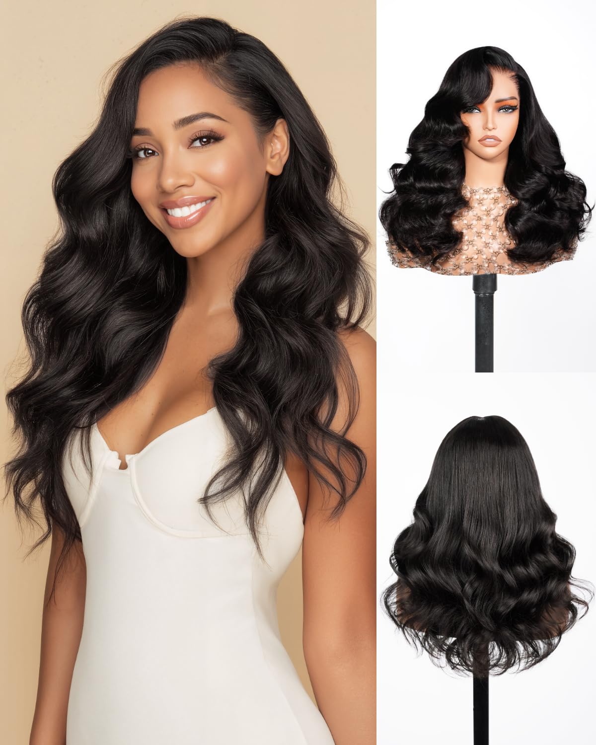 Arabella 13x6 HD Lace Body Wave Glueless Wigs Human Hiar Pre Plucked Pre Cut 210% Density Ear to Ear Full Lace Closure Wear and Go Wig Pre Everything Bleached Knots 20 inches