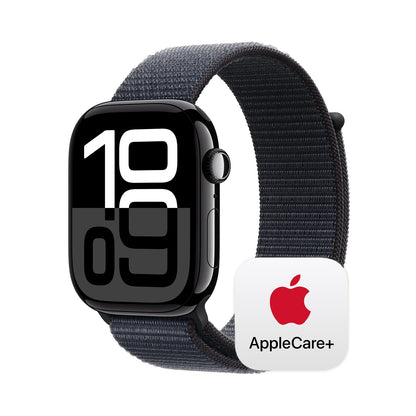 Apple Watch Series 10 [GPS 42mm case] Smartwatch with Jet Black Aluminium Case with Black Sport Band - S/M. Fitness Tracker, ECG App, Always-On Retina Display, Water Resistant