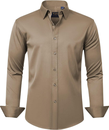 J.VER Men's Dress Shirts Solid Long Sleeve Stretch Wrinkle-Free Formal Shirt Business Casual Button Down Shirts