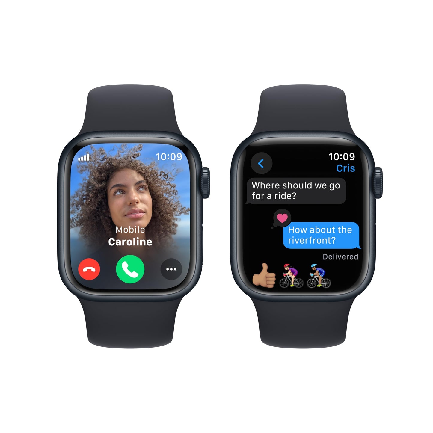 Apple Watch Series 9 [GPS 45mm] Midnight Aluminum Case with Midnight Sport Band, S/M (Renewed)