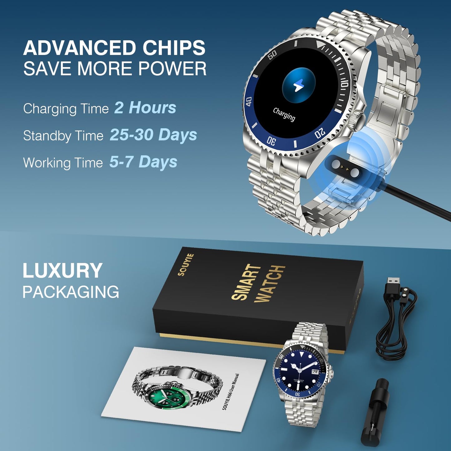 2025 DA GPT Smart Watch for Men with Bluetooth Call, Heart Rate, Blood Pressure, SpO2, Sleep Monitor, 107 Sports Modes, Waterproof Round Watch, 1.19-inch AMOLED Display, Compatible Android and iOS